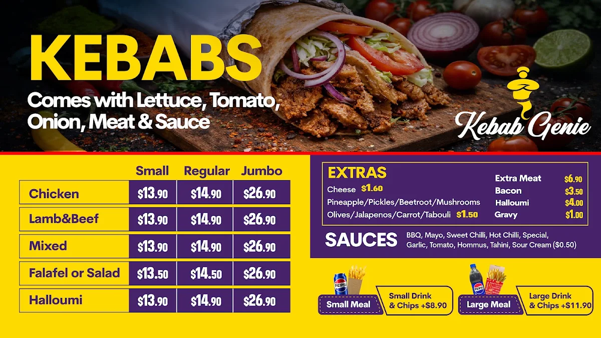 Menu, Kebab Genie