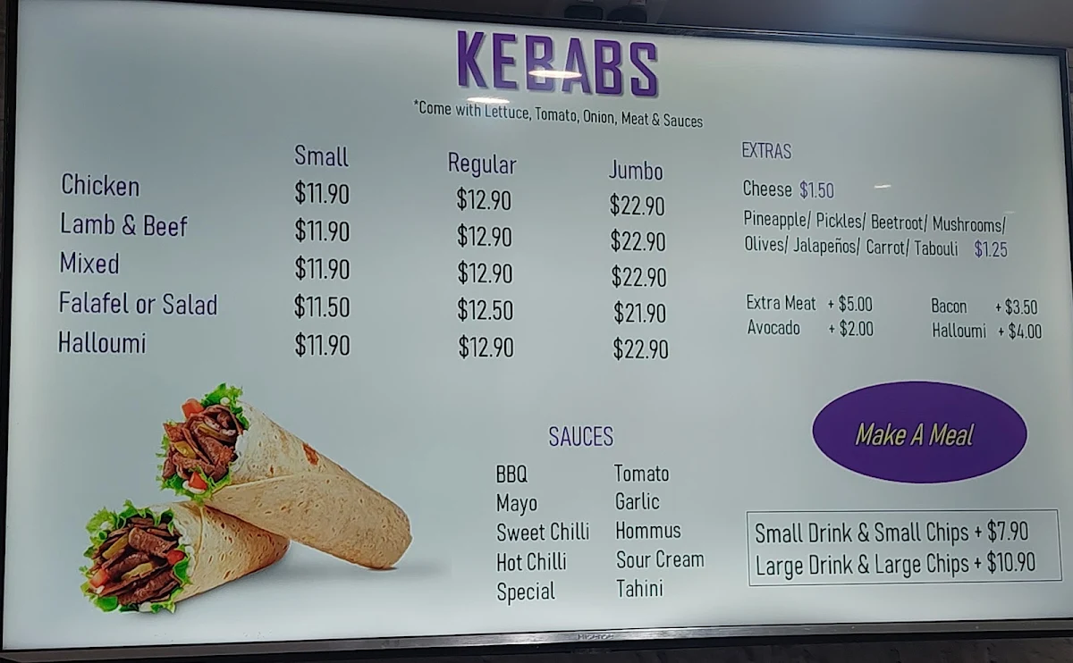 Menu, Kebab Genie