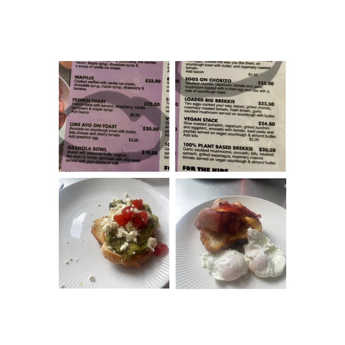 Menu, Lime Cafe