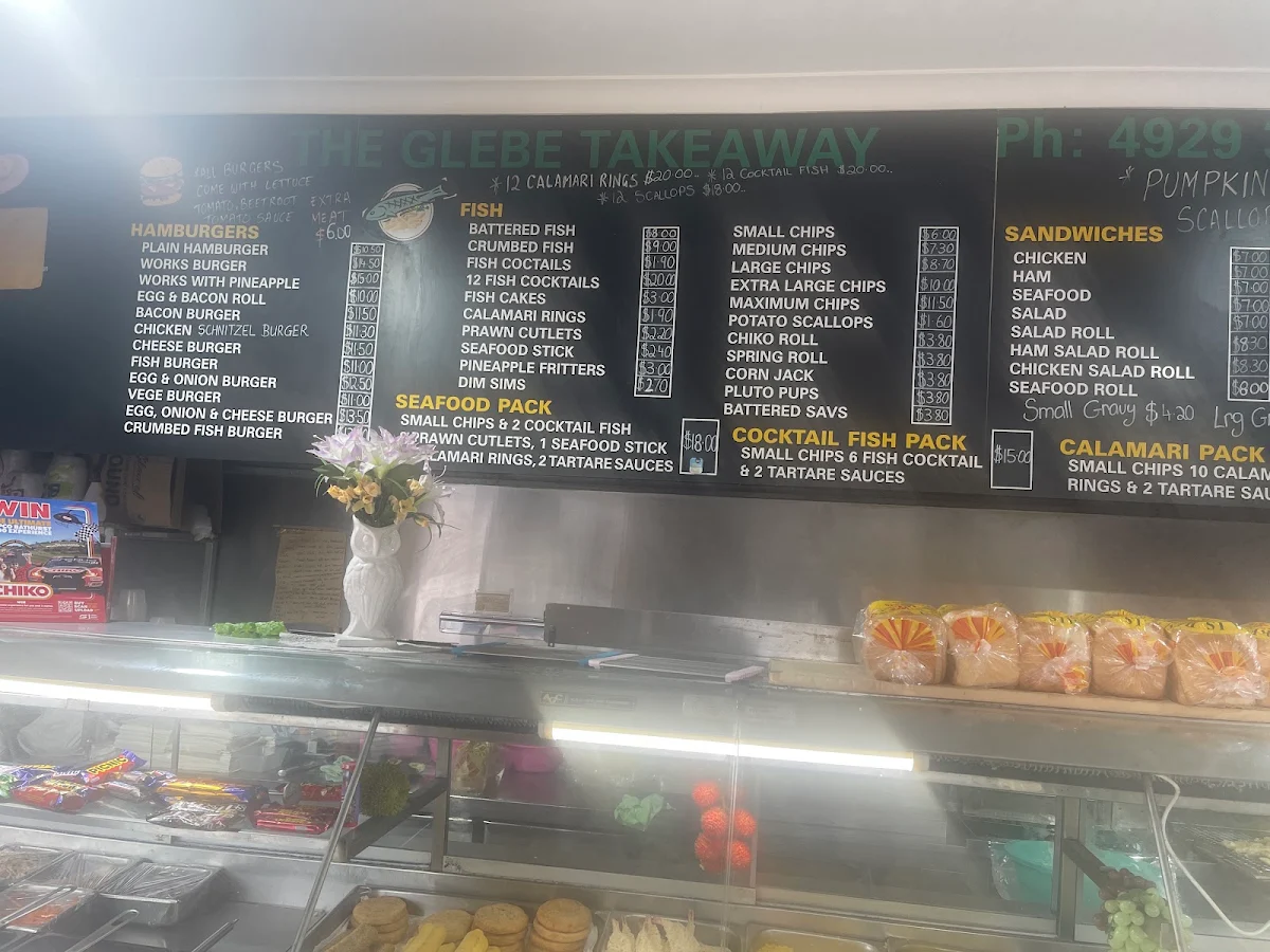 Menu, Glebe Takeaway