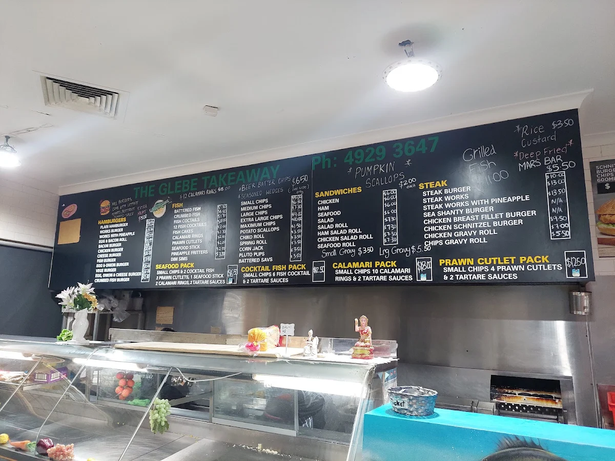 Menu, Glebe Takeaway