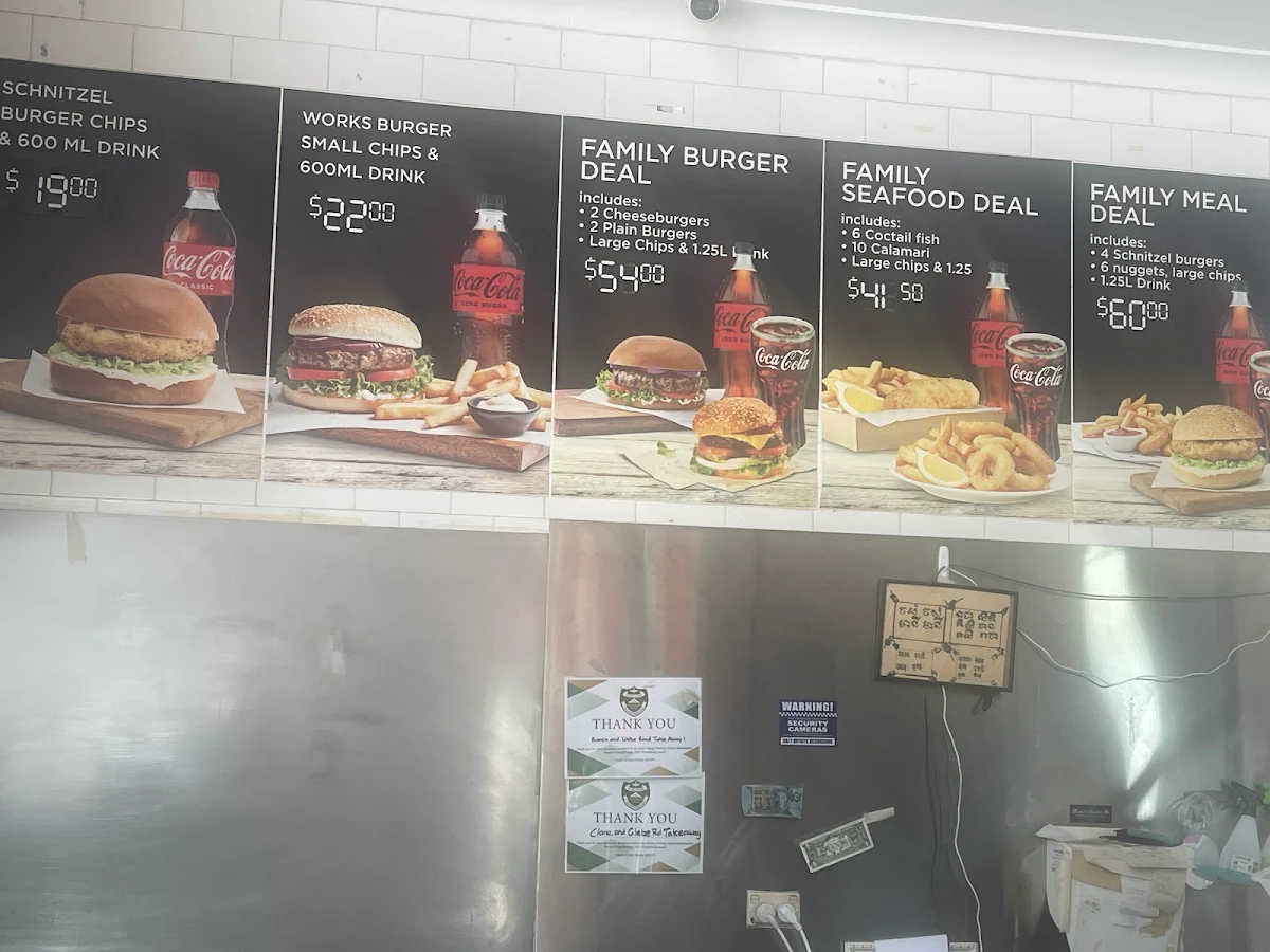 Menu, Glebe Takeaway