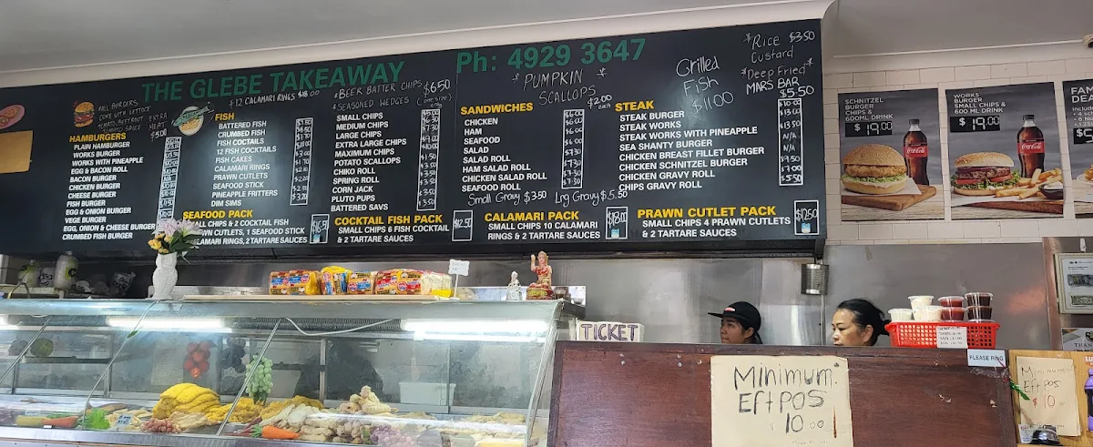 Menu, Glebe Takeaway