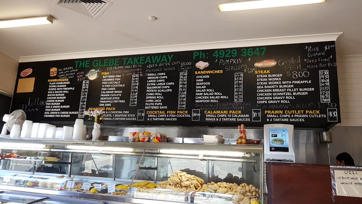 Menu, Glebe Takeaway