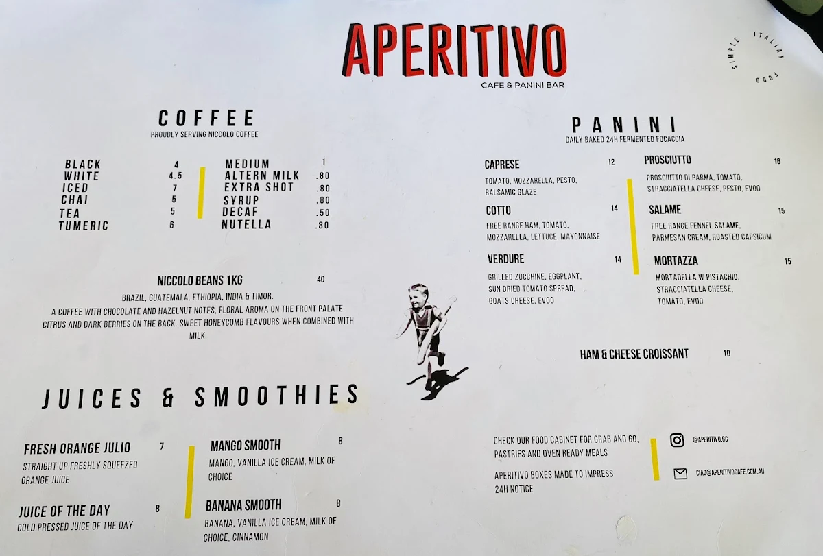 Menu, Aperitivo Cafe