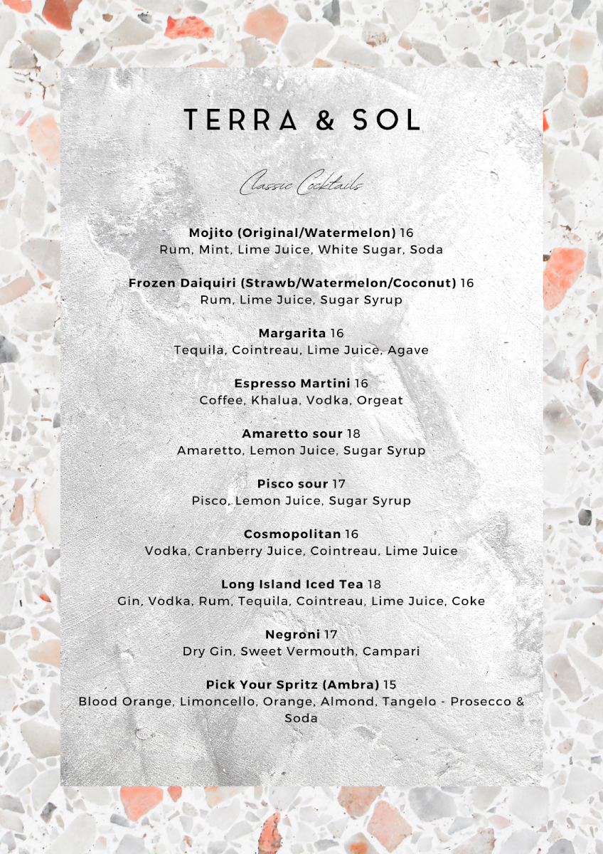 Menu, Terra & Sol
