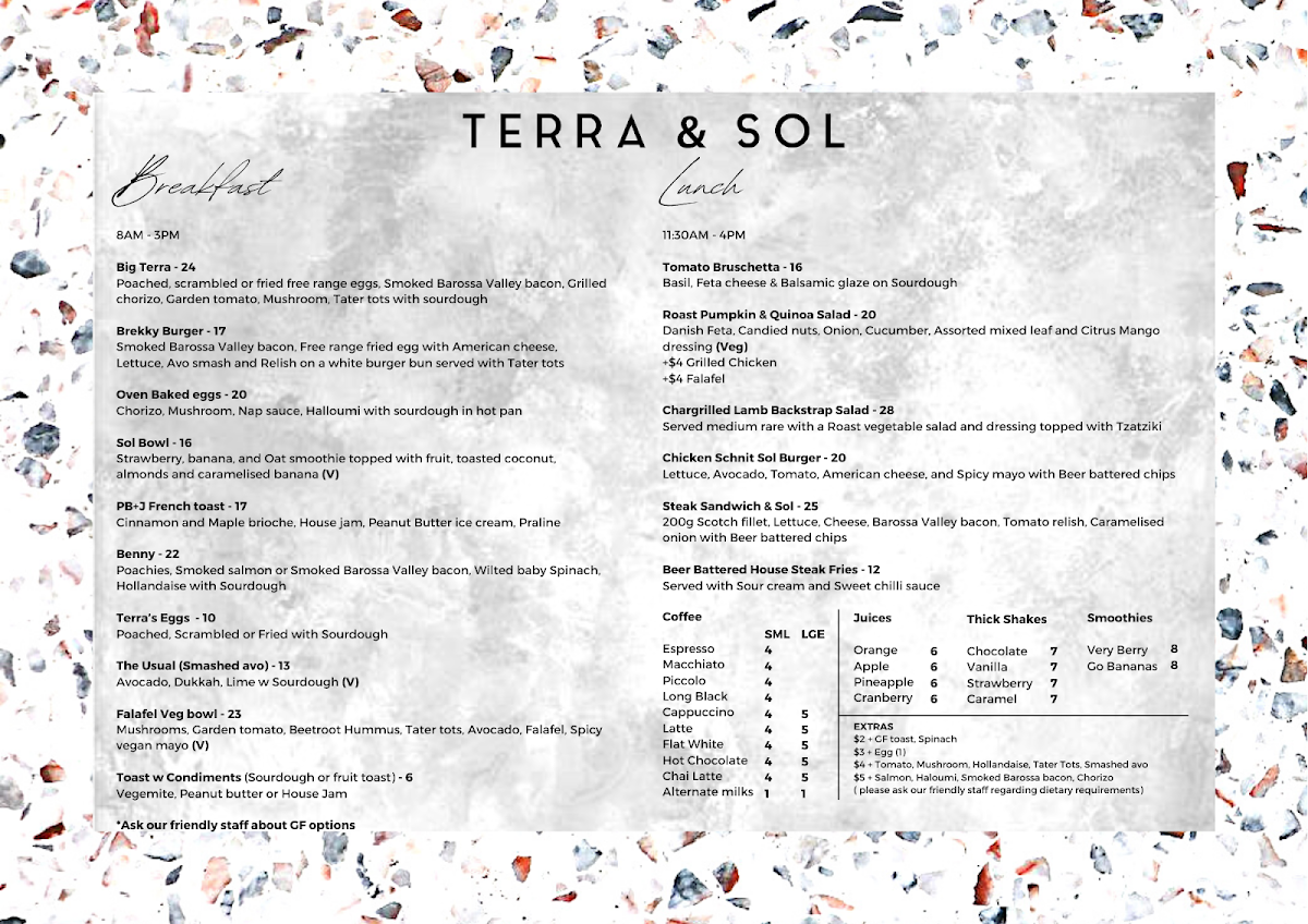 Menu, Terra & Sol
