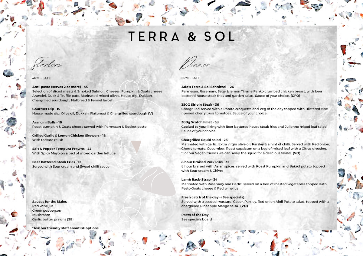 Menu, Terra & Sol
