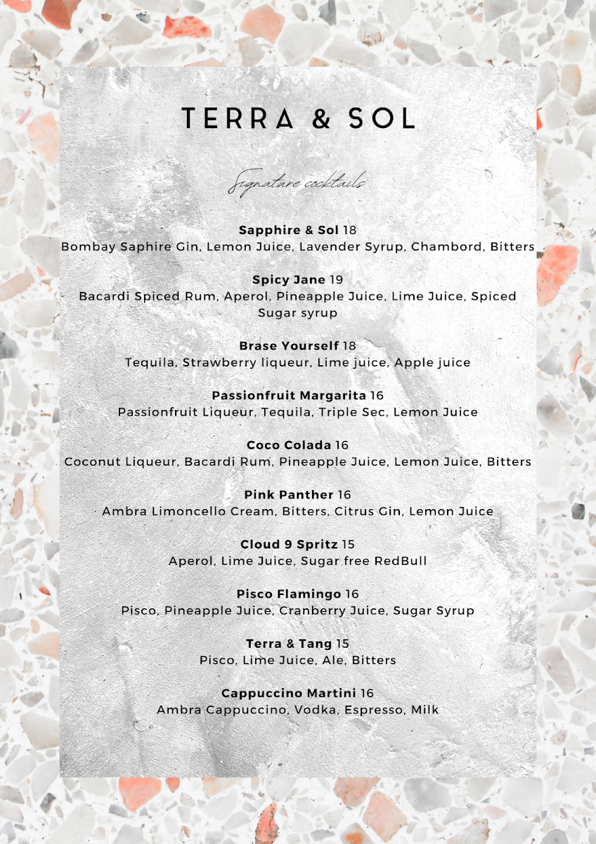 Menu, Terra & Sol