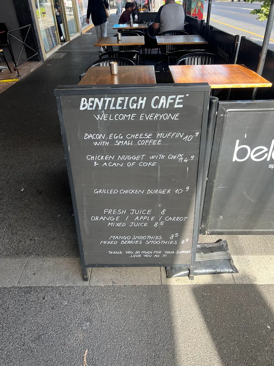 Menu, Bentleigh Cafe