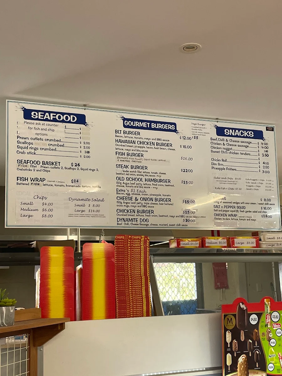 Menu, Dynamite Diner