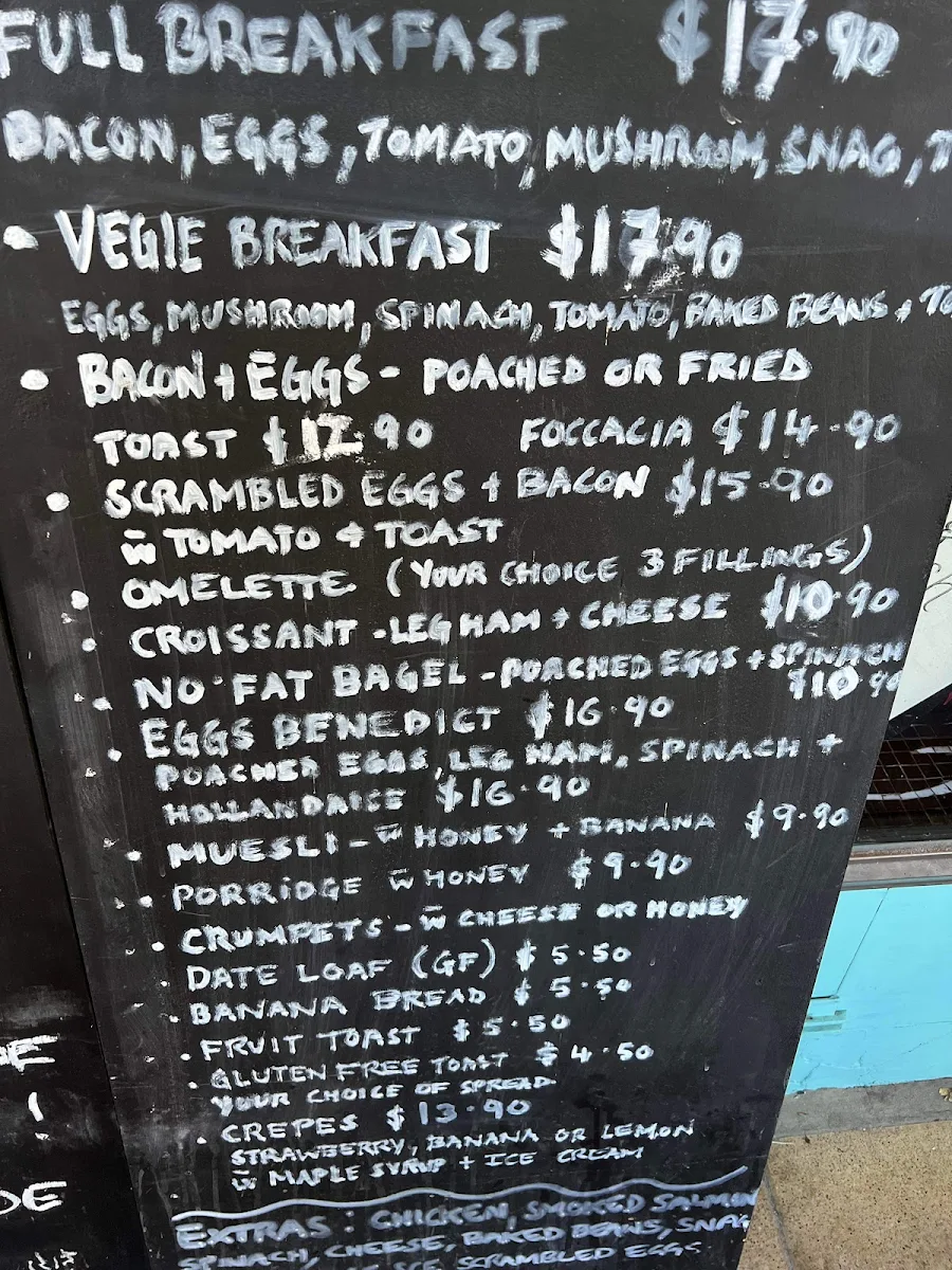 Menu, A Cafe Etc.
