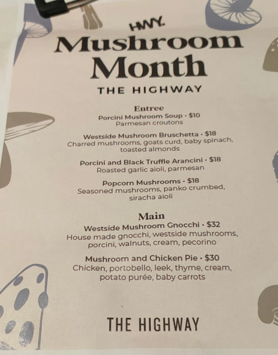 Menu, The Highway