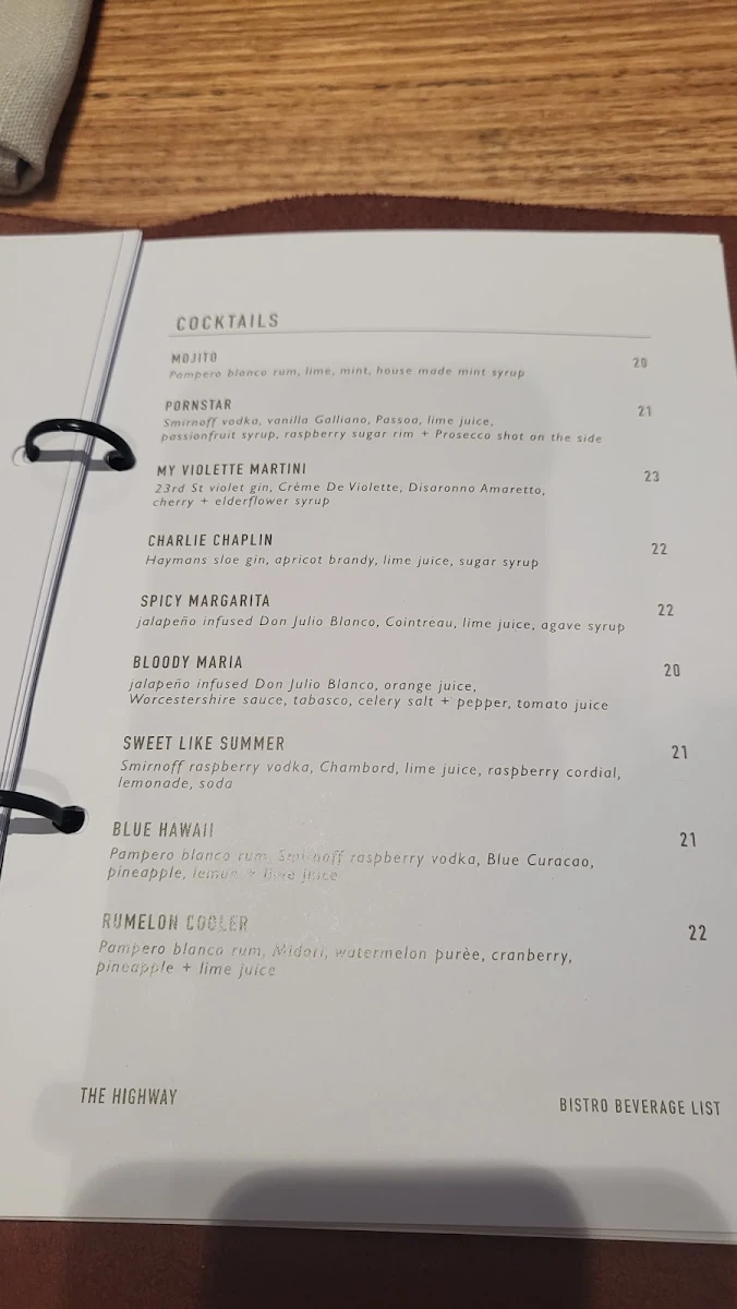 Menu, The Highway