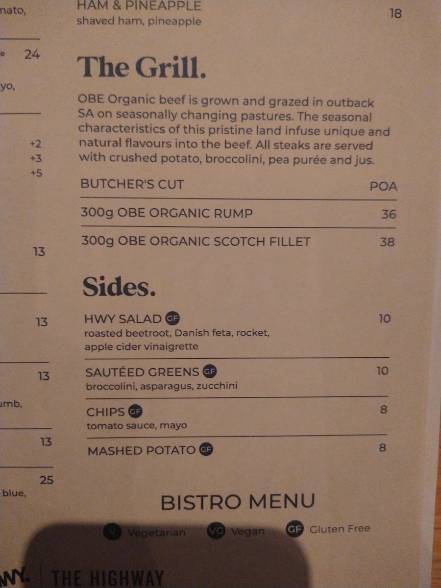 Menu, The Highway