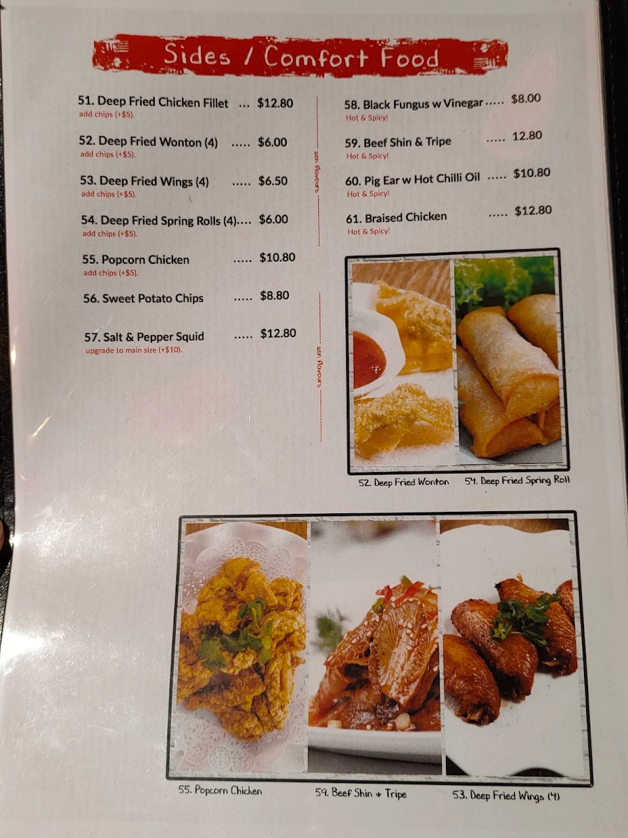 Menu, Zen Corner/Golden bbq 面對面/漢記燒臘