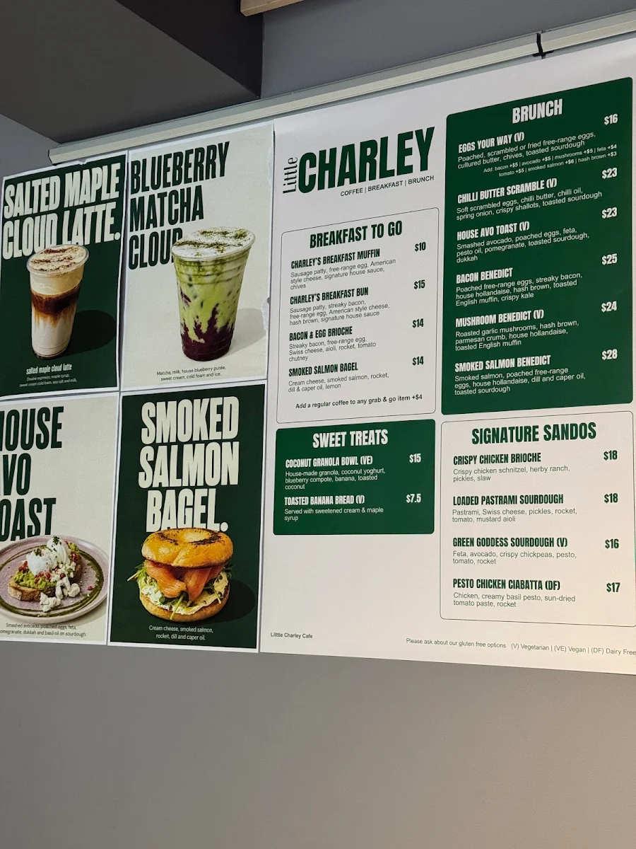 Menu, Little Charley Cafe