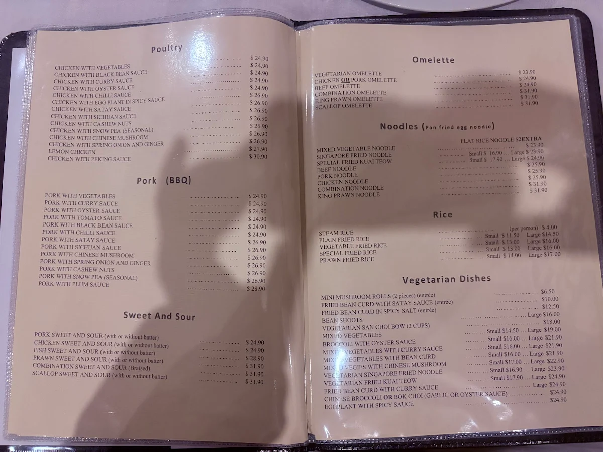 Menu, Ming's Warrandyte Chinese Restaurant