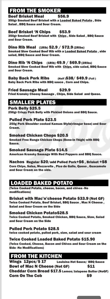 Menu, Good Company: Burgers, Brew and BBQ