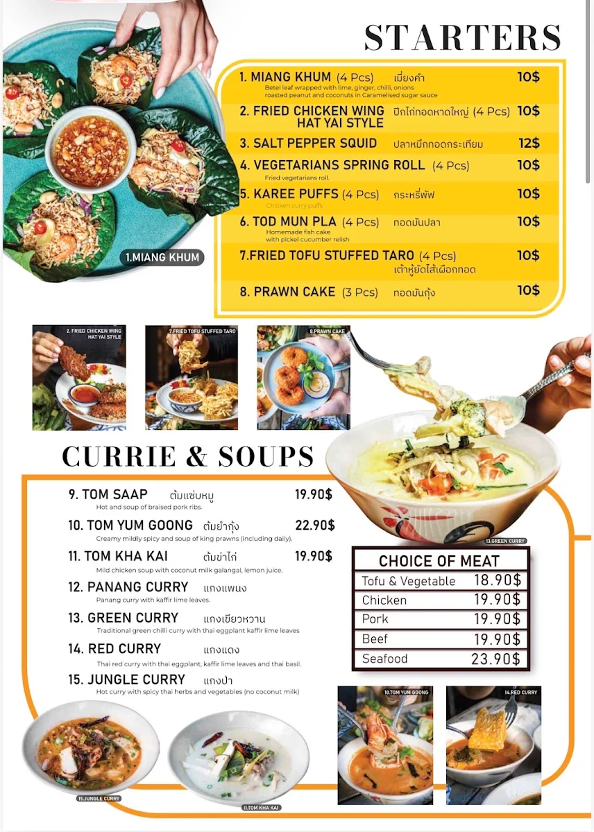Menu, Rice & Curry