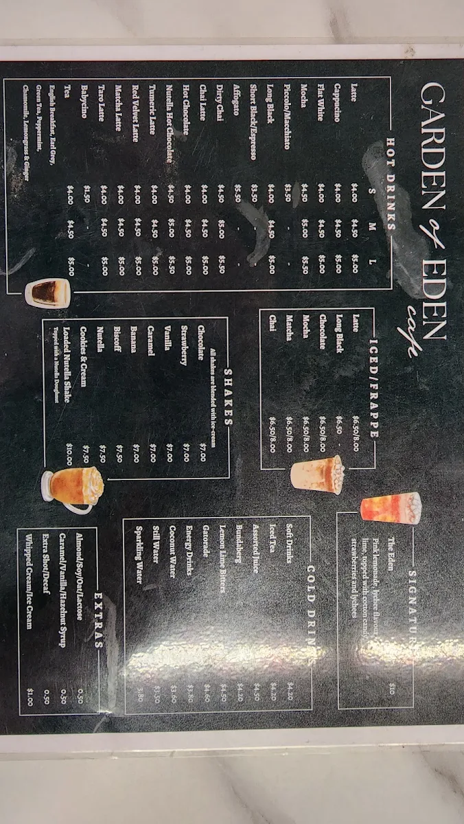 Menu, Garden of Eden Cafe - Drive THRU Austral