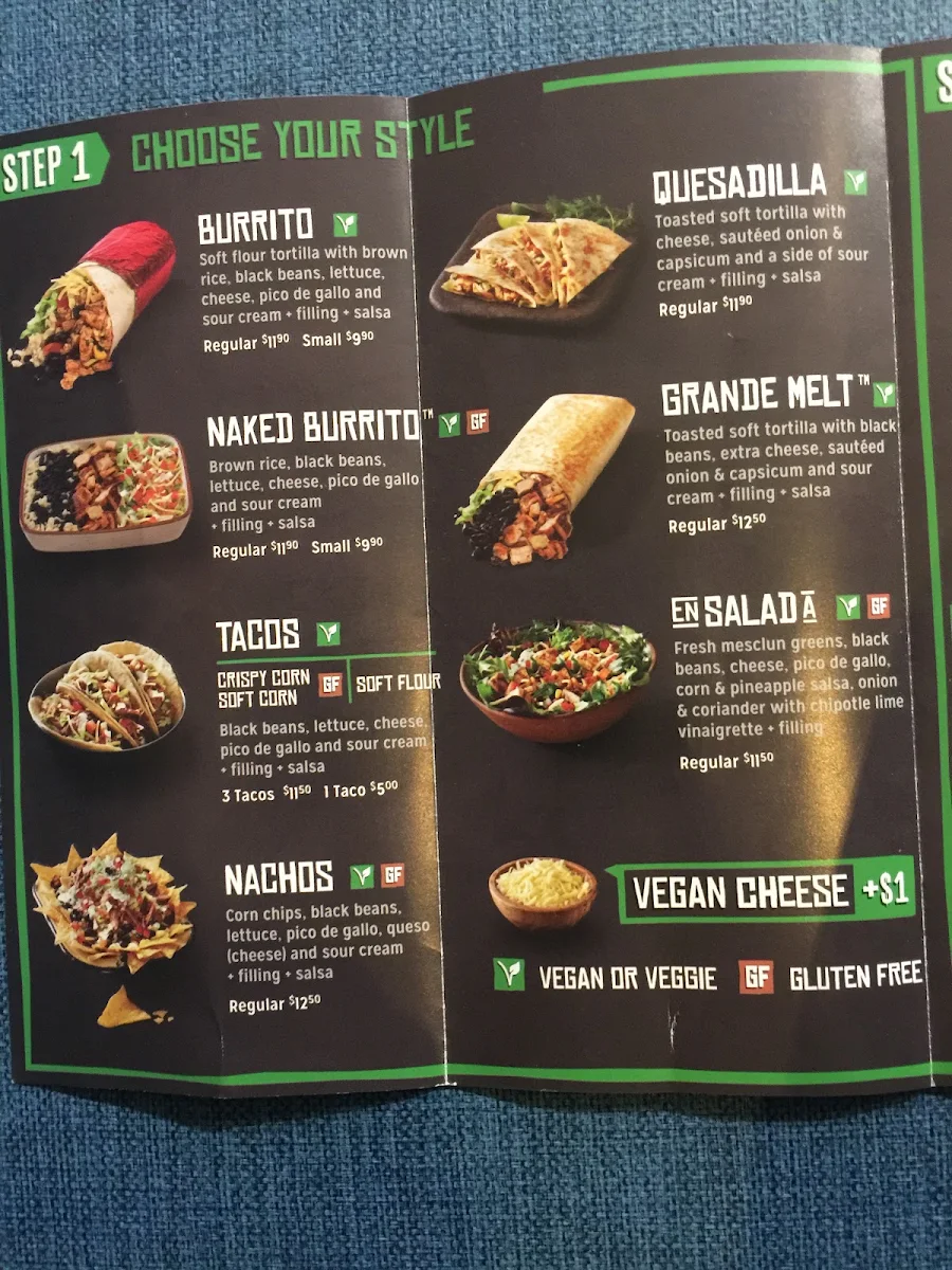 Menu, Mad Mex Melbourne Central