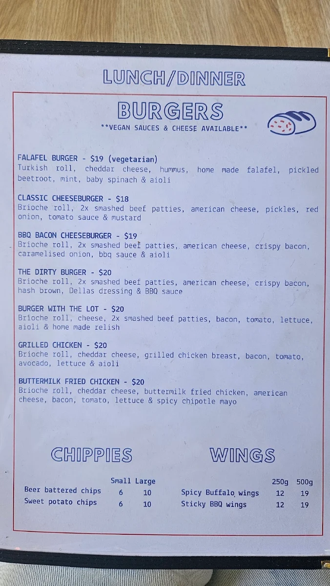 Menu, Della's