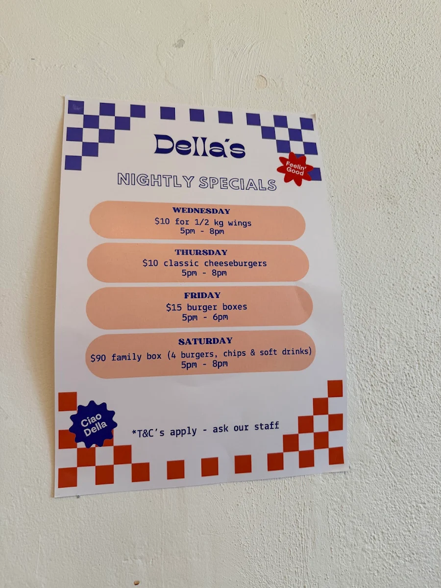 Menu, Della's