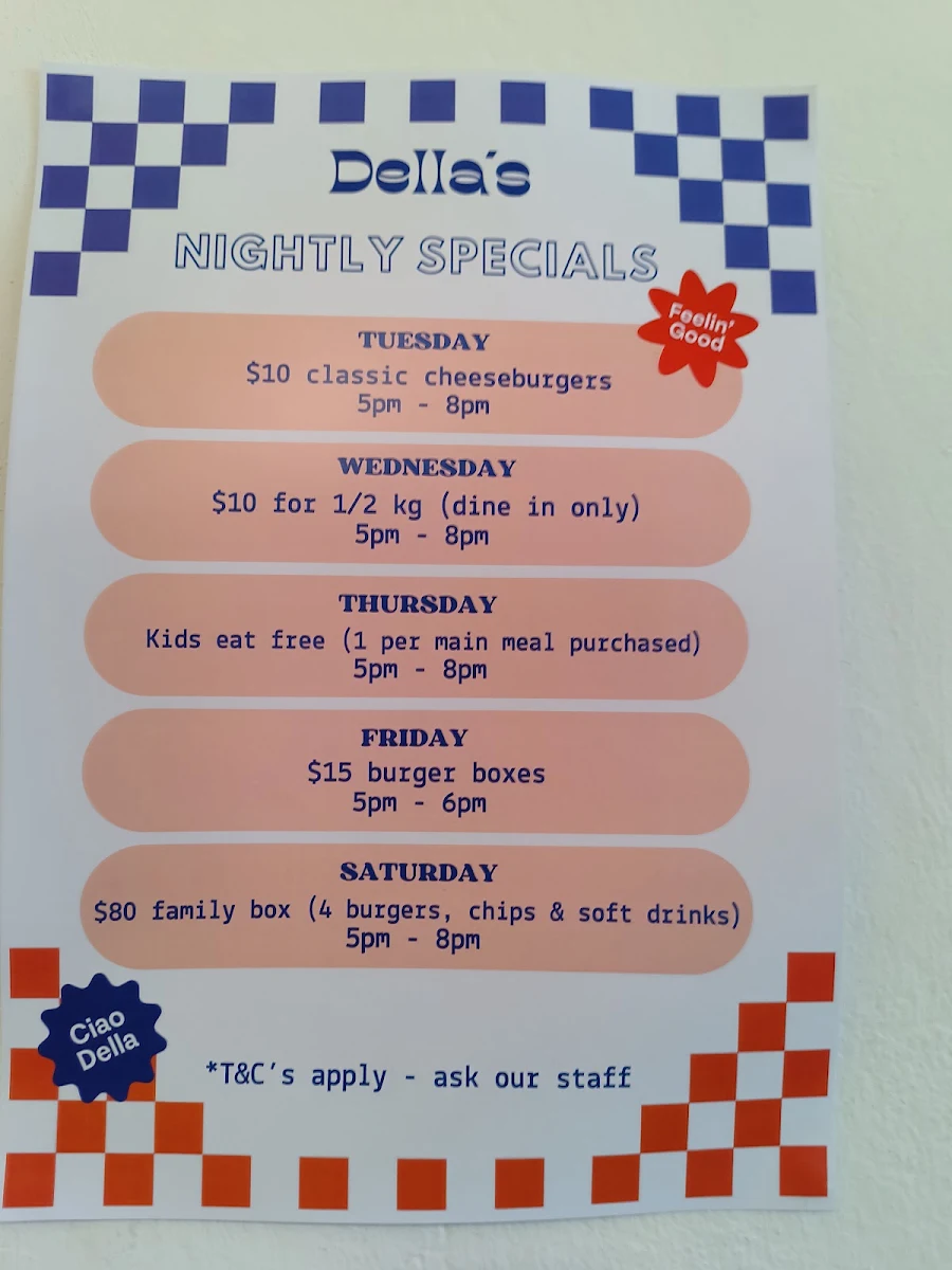 Menu, Della's