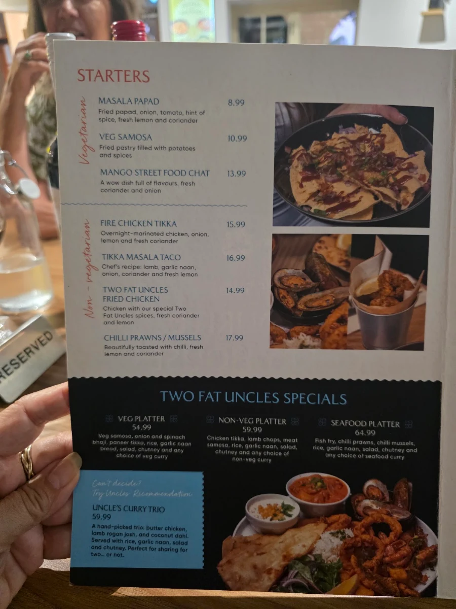 Menu, Two Fat Uncles