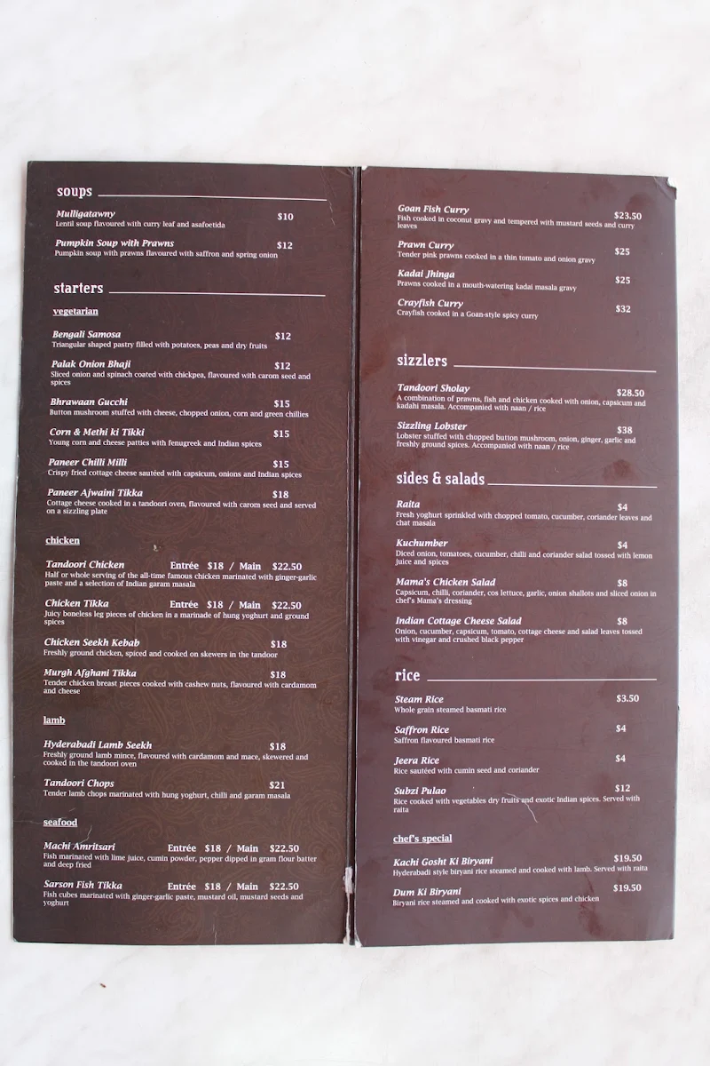 Menu, Two Fat Uncles