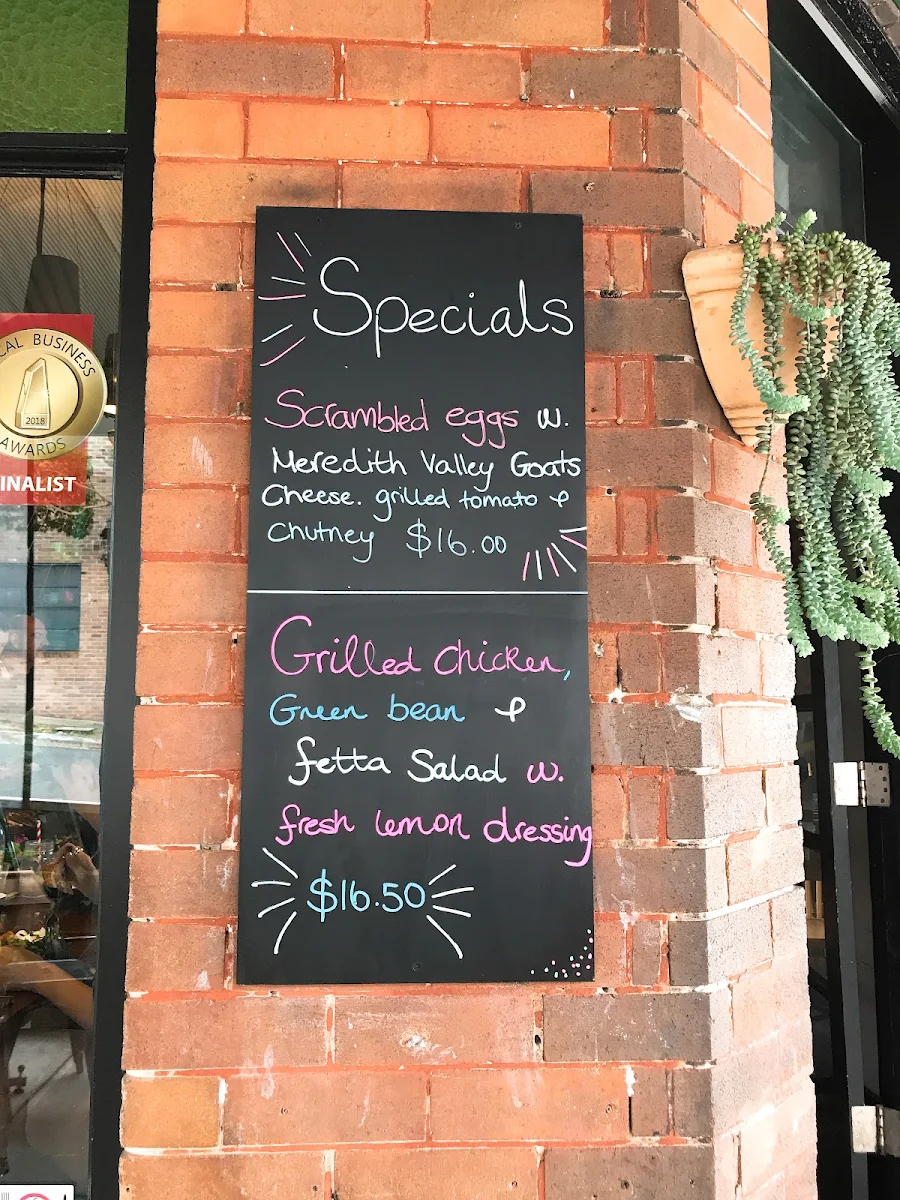 Menu, Grumpy Bean Cafe
