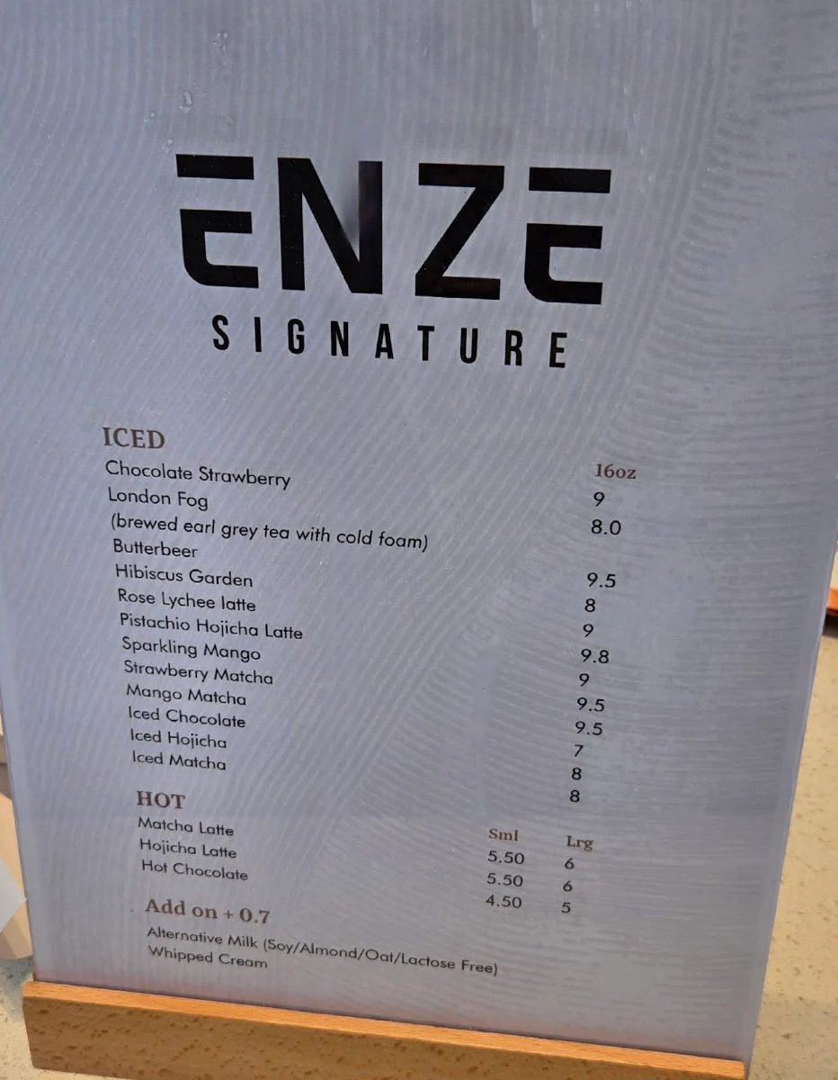 Menu, ENZE Barangaroo