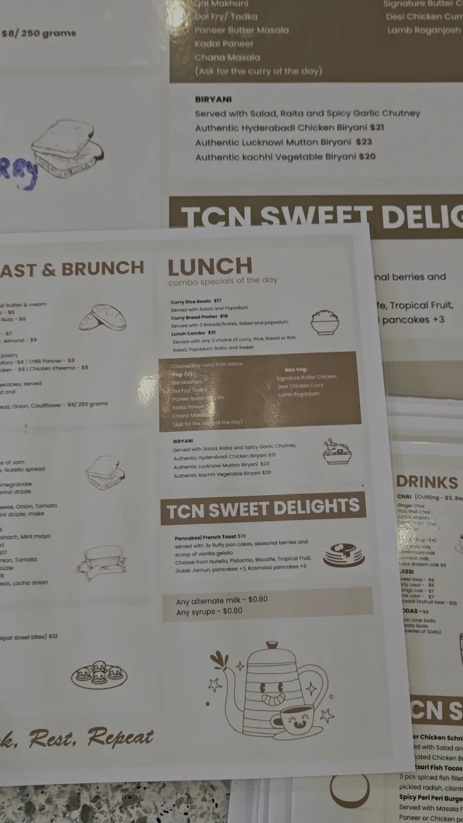 Menu, The Chai Nook (TCN) - Cafe & Restaurant