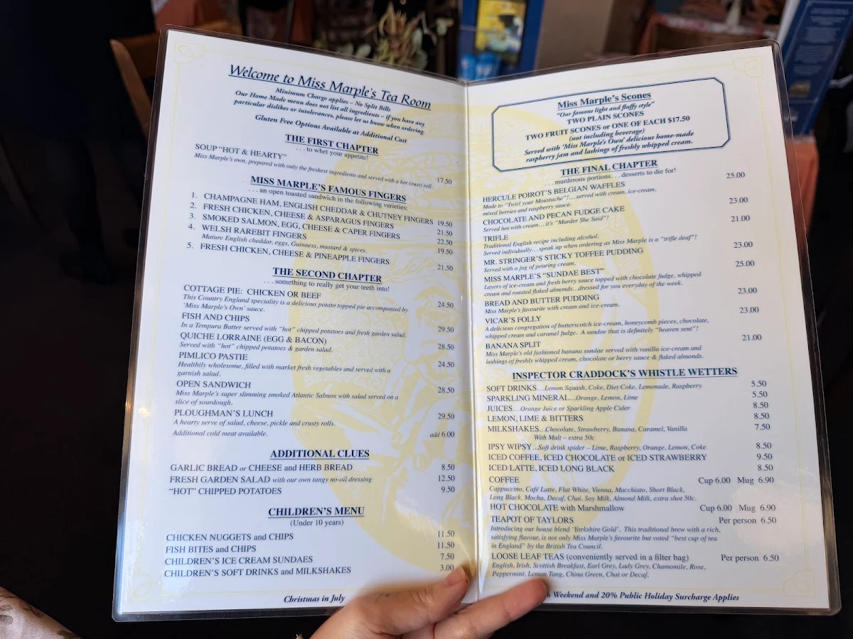 Menu, Miss Marple's Tearoom