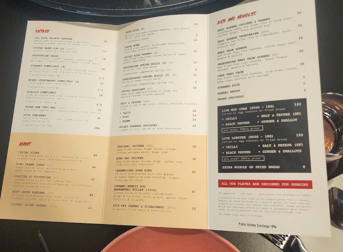 Menu, Mybella Asian