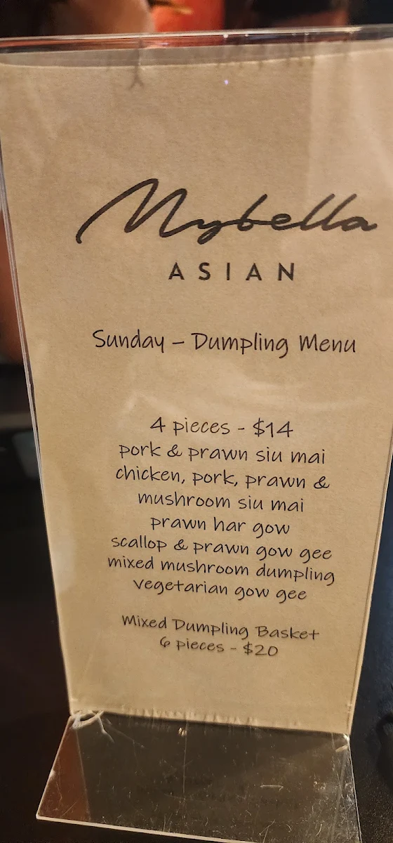 Menu, Mybella Asian