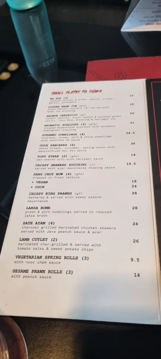 Menu, Mybella Asian