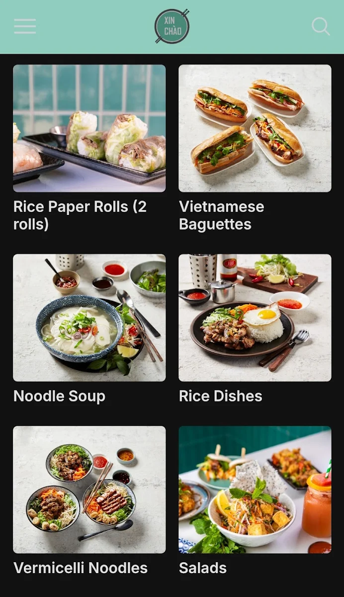 Menu, Xin Chào