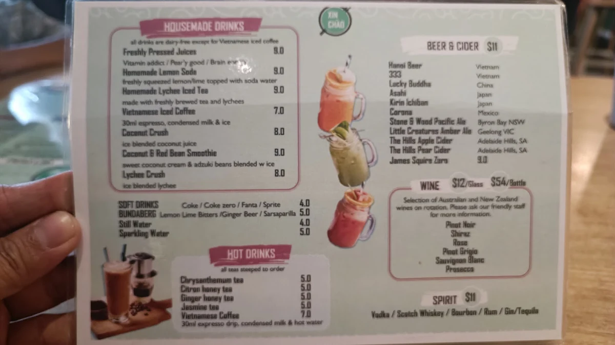 Menu, Xin Chào