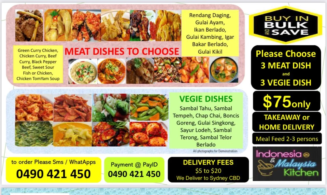 Menu, Indonesia & Malaysia Kitchen