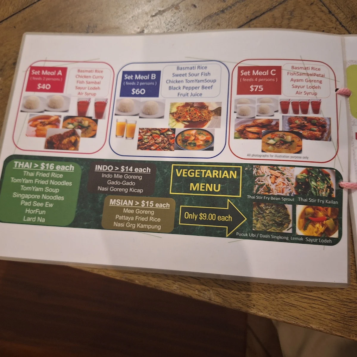 Menu, Indonesia & Malaysia Kitchen
