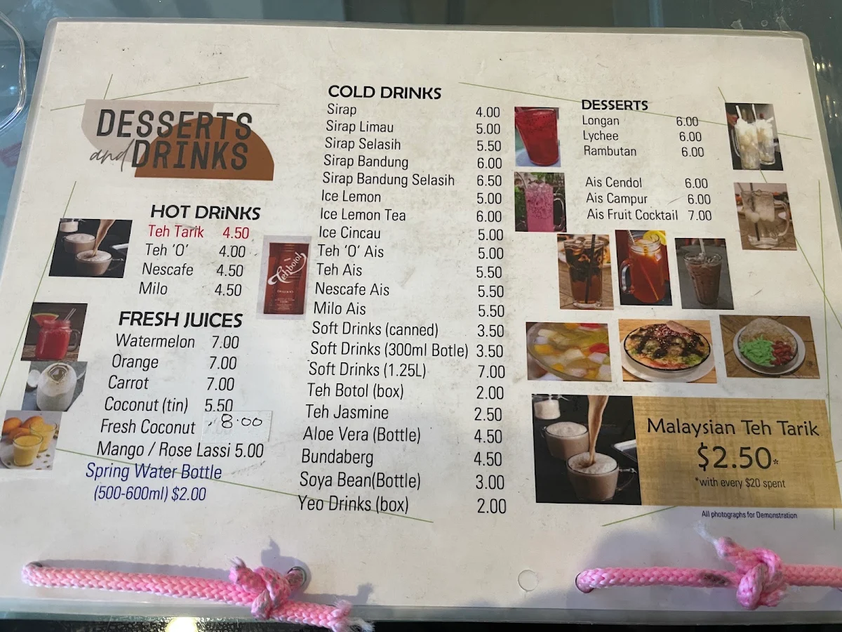 Menu, Indonesia & Malaysia Kitchen