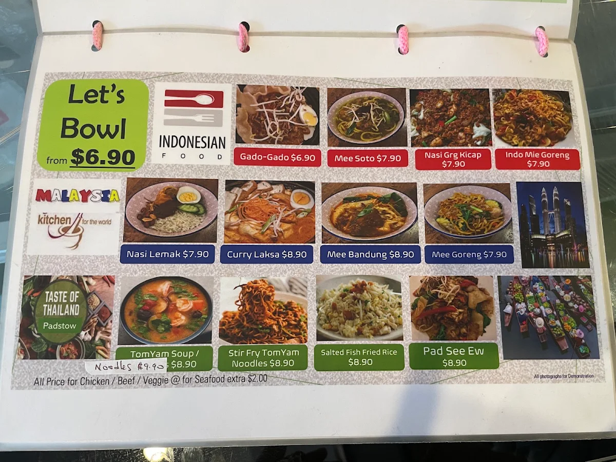 Menu, Indonesia & Malaysia Kitchen