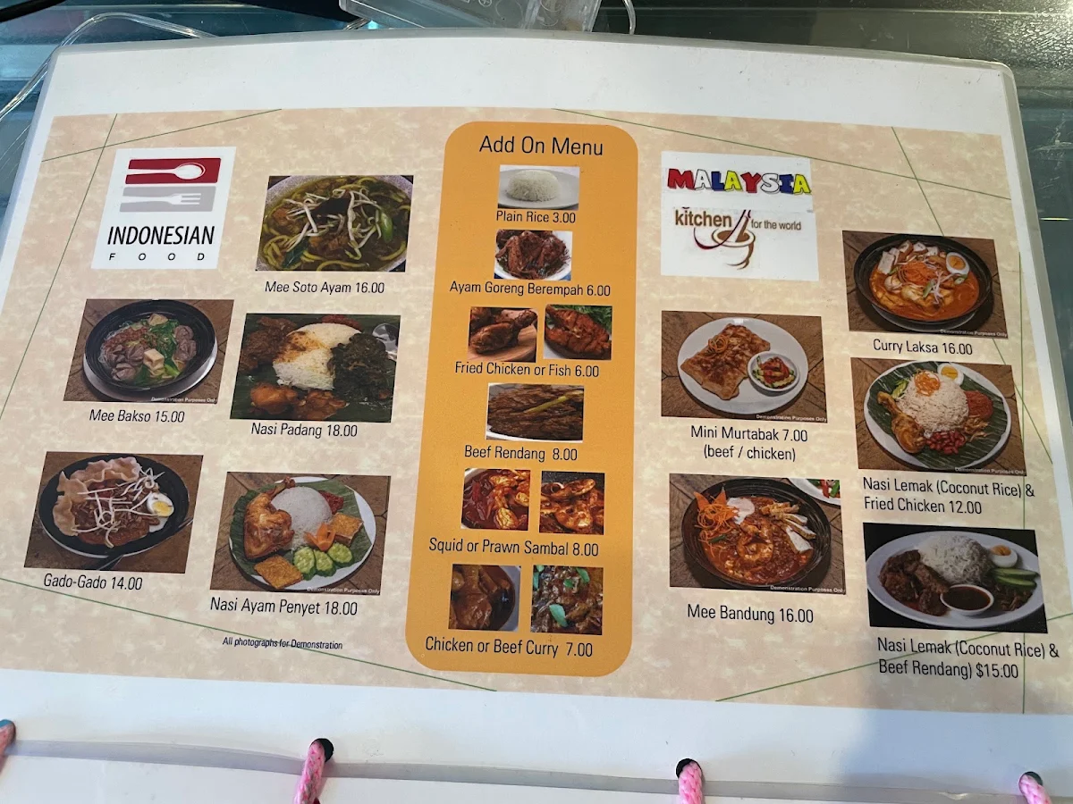 Menu, Indonesia & Malaysia Kitchen