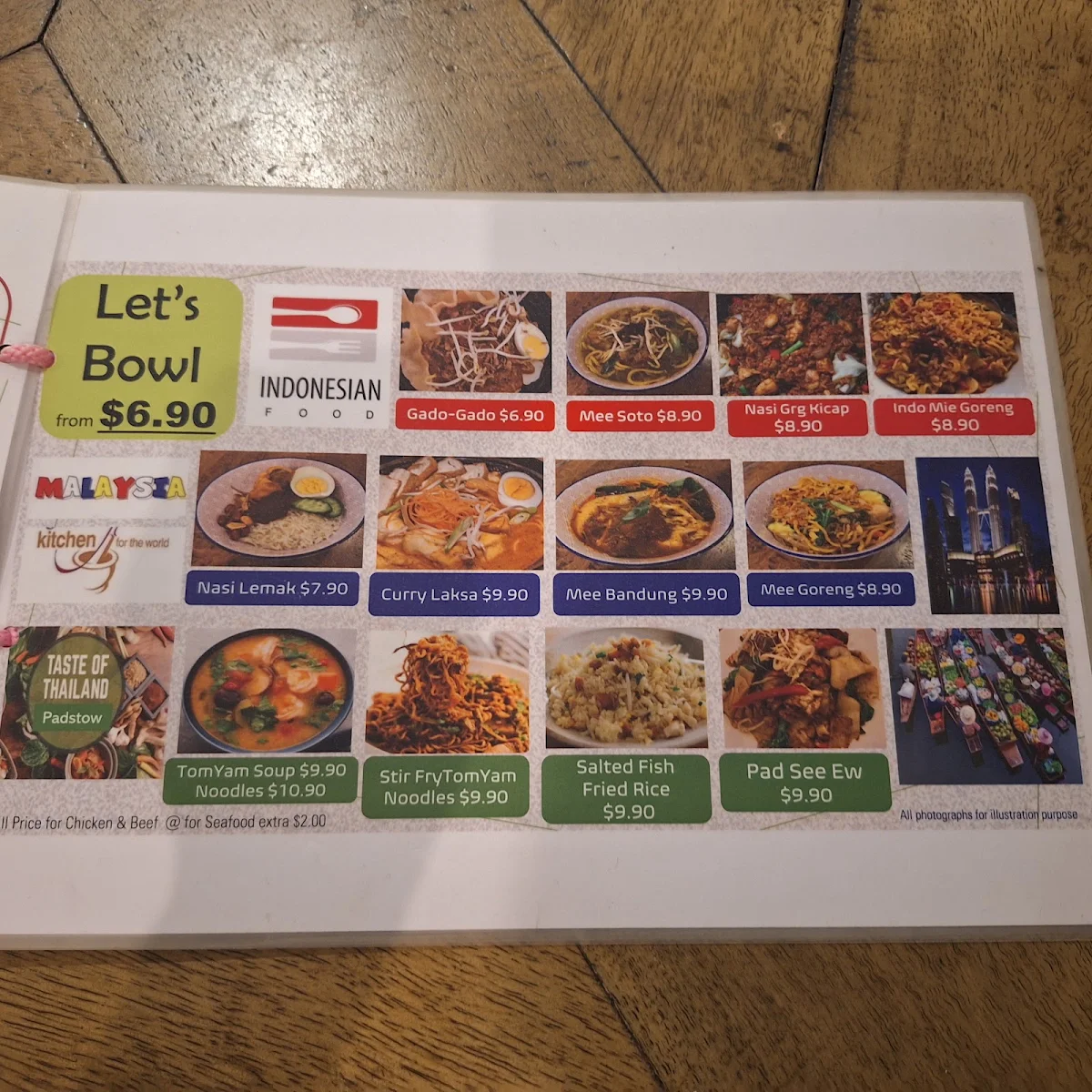 Menu, Indonesia & Malaysia Kitchen