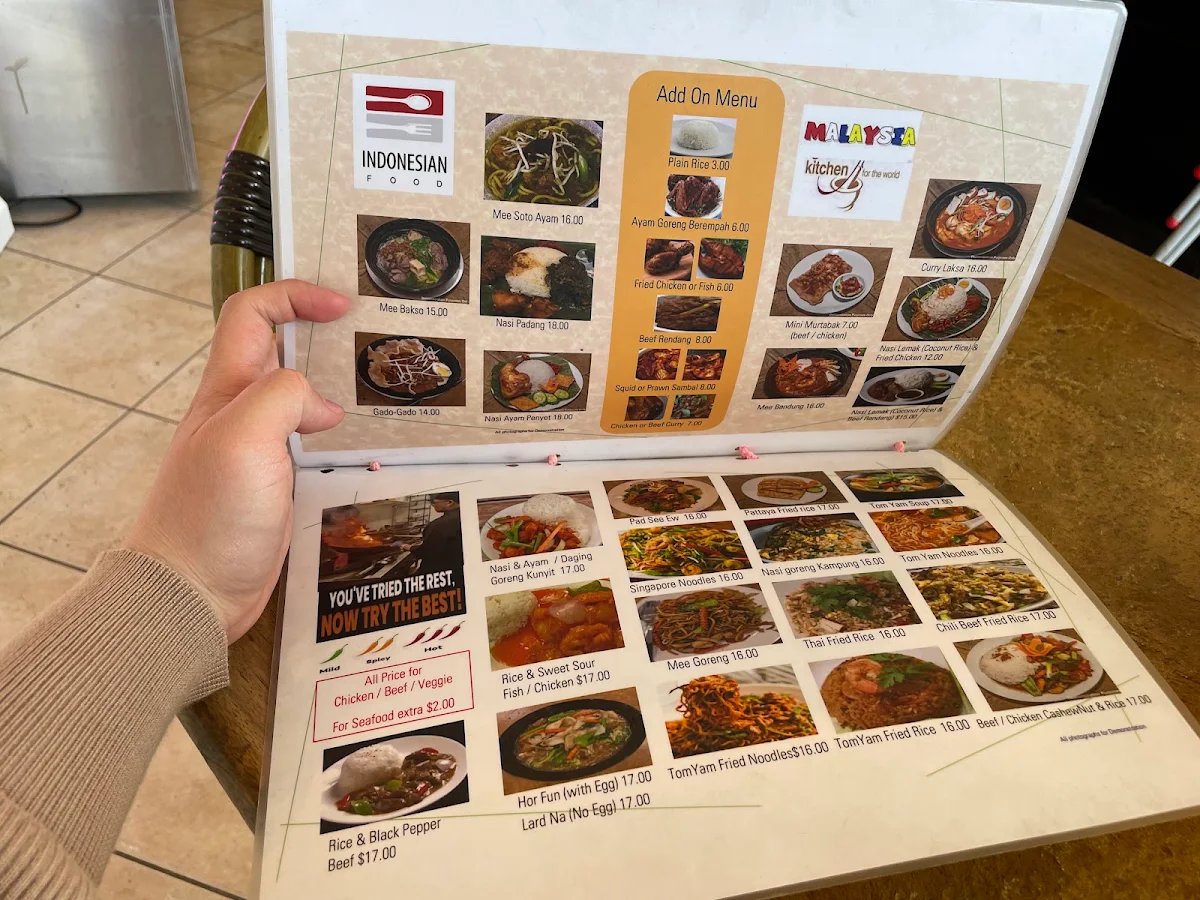 Menu, Indonesia & Malaysia Kitchen