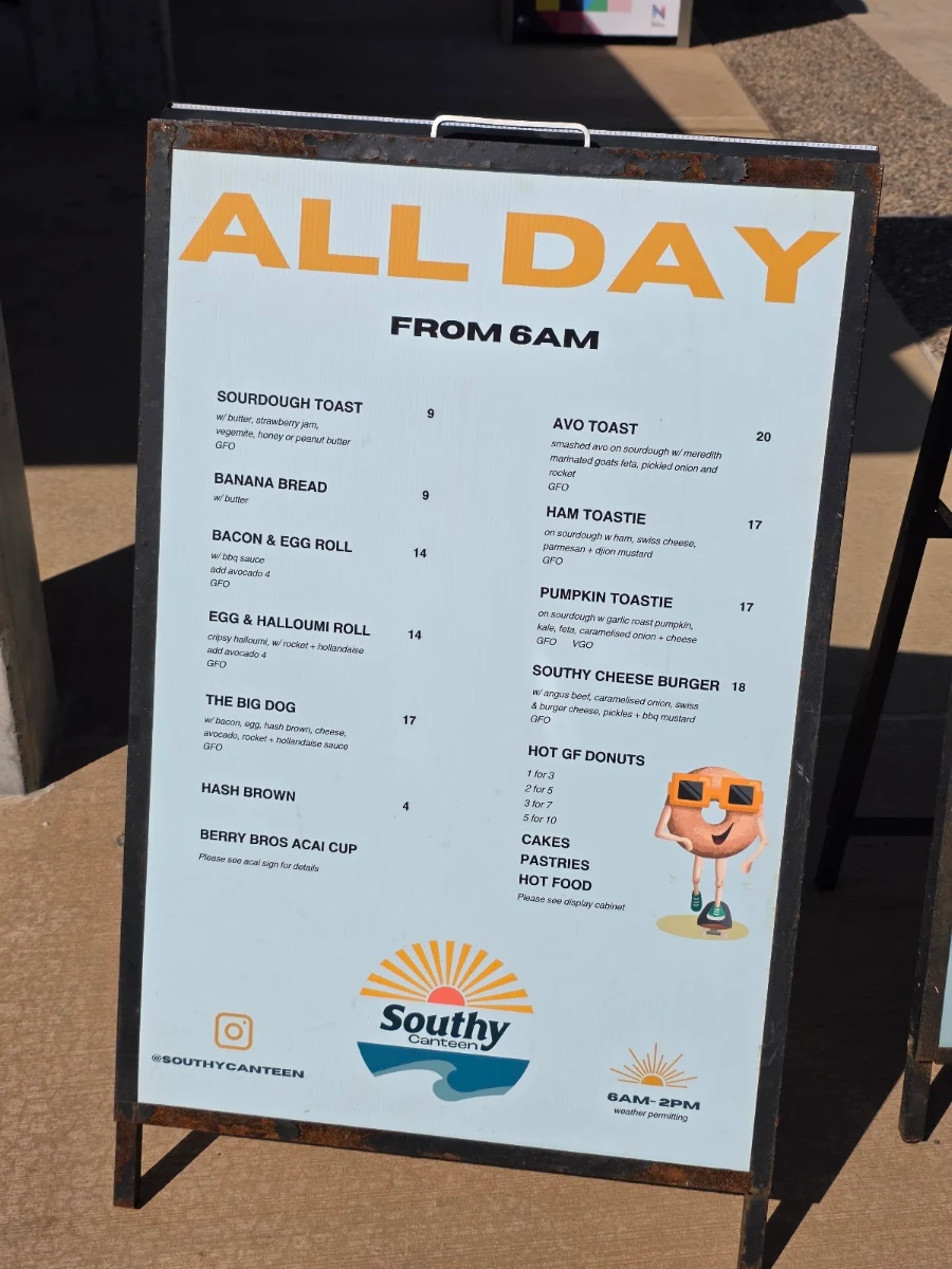 Menu, Southy Canteen
