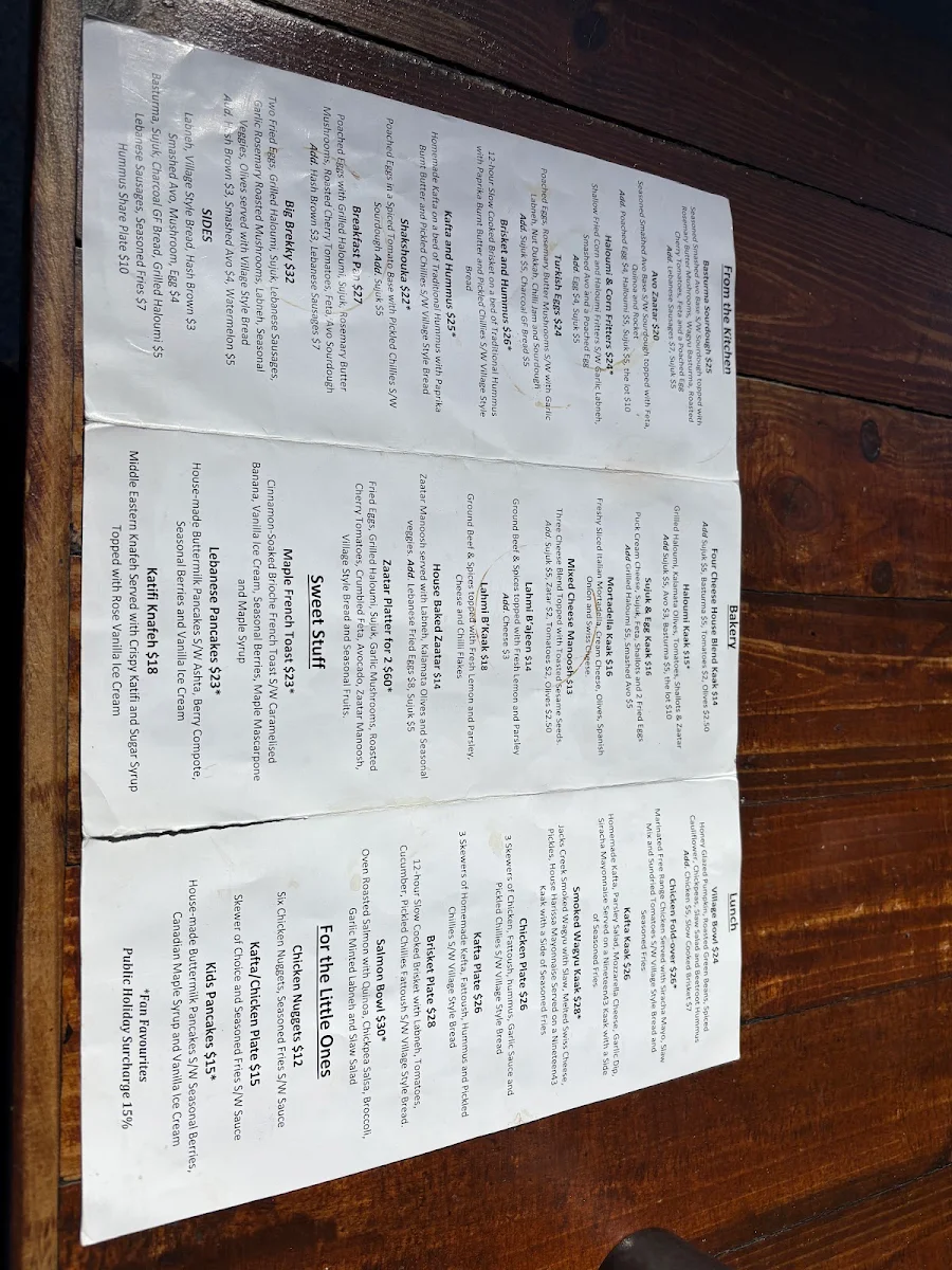 Menu, Nineteen43