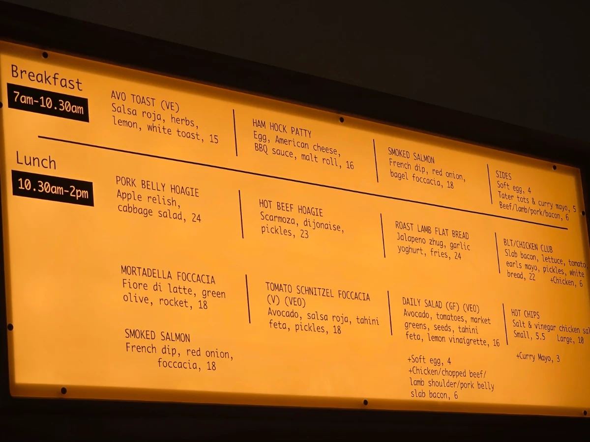 Menu, Earl's